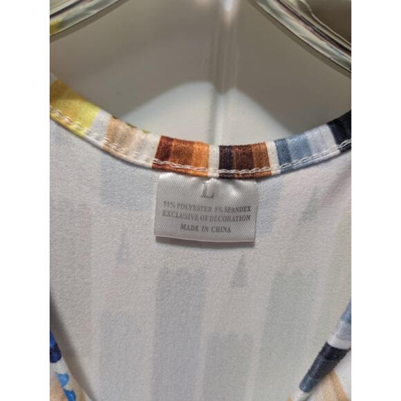 Polyester Rainbow Pencil Print Cap Sleeves Twirl Dress Girls L School - Picture 3 of 6